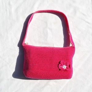Y2K pink knit shoulder bag from the sak